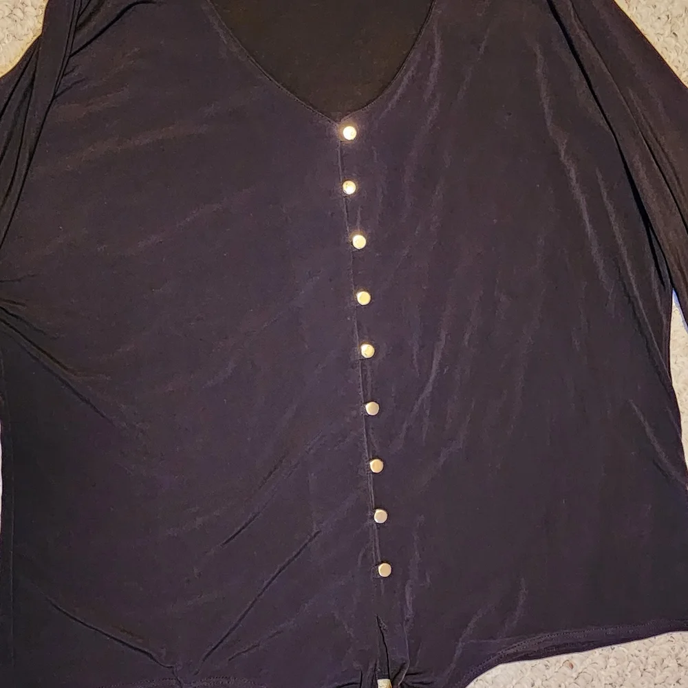 Vintage Black Button-Down Women's Top - Picture 3 of 4